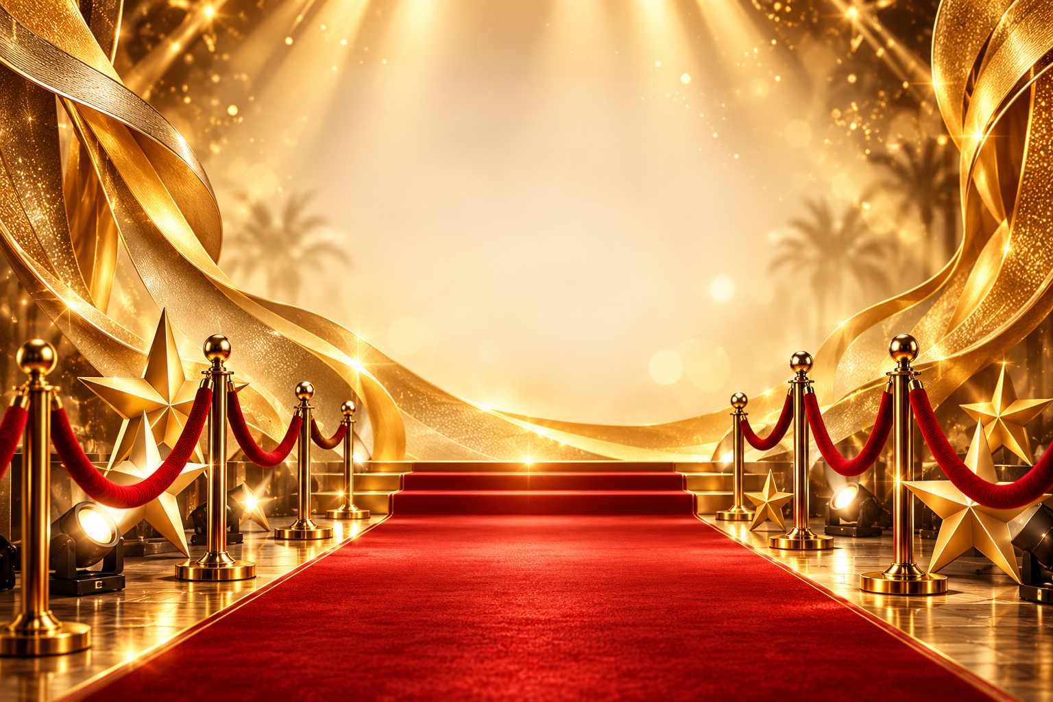 Golden red carpet gala entrance